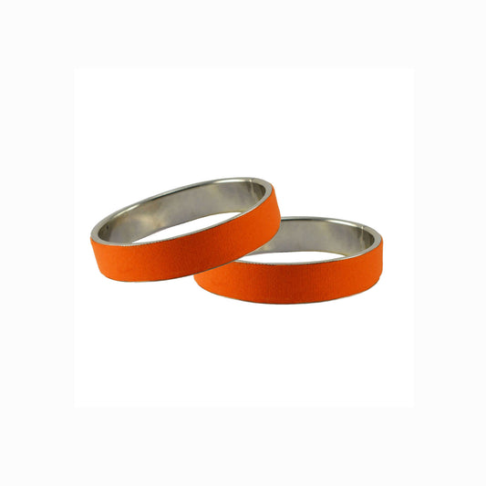 Orange Plain  Metal Bangle With Extra Large Size  (Pack Of 2) (sku-ban5423)