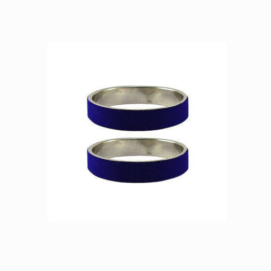 Blue Plain  Metal Bangle With Extra Large Size  (Pack Of 2) (sku-ban5424)