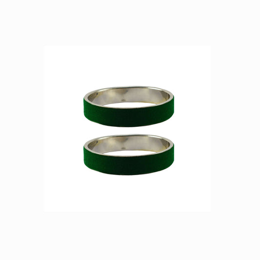 Green Plain  Metal Bangle With Extra Large Size  (Pack Of 2) (sku-ban5425)
