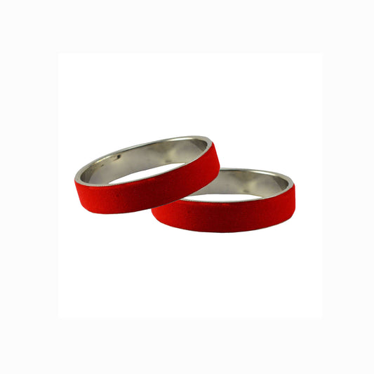 Red Plain  Metal Bangle With Extra Large Size  (Pack Of 2) (sku-ban5428)