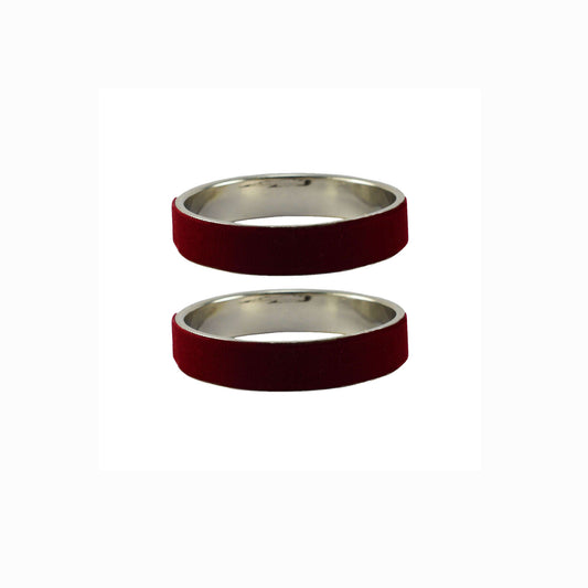 Maroon Plain  Metal Bangle With Extra Large Size  (Pack Of 2) (sku-ban5429)