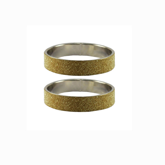 Golden Plain  Metal Bangle With Extra Large Size  (Pack Of 2) (sku-ban5436)