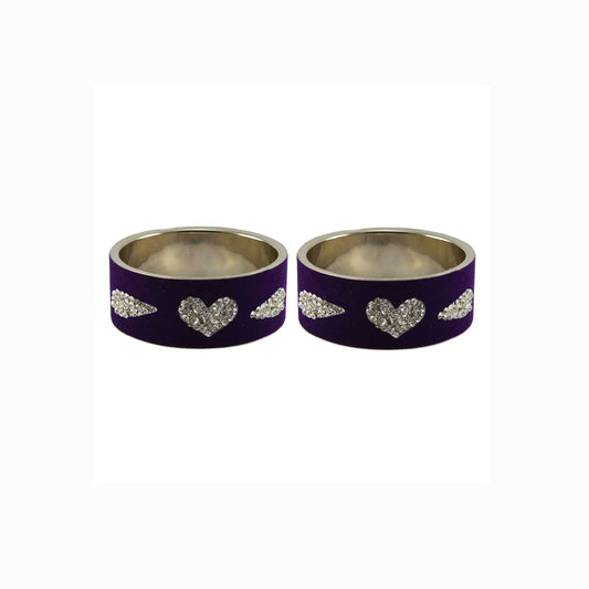 Purple Stone Stud Metal Bangle (Pack Of 2) (sku-ban5469)