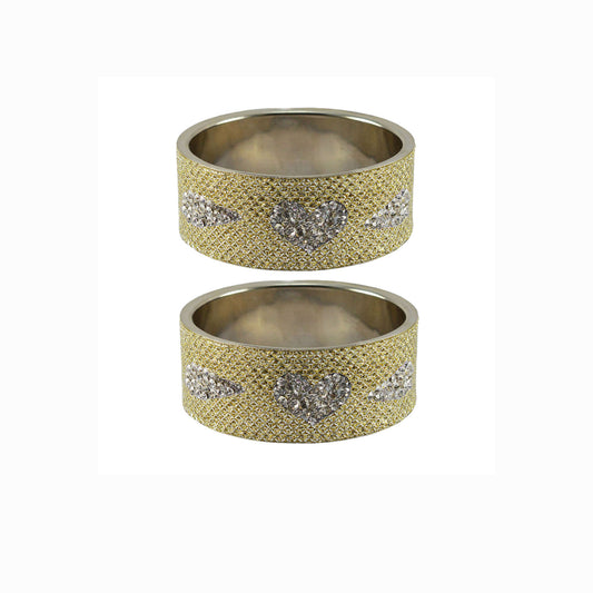 Golden Stone Stud Metal Bangle (Pack Of 2) (sku-ban5471)