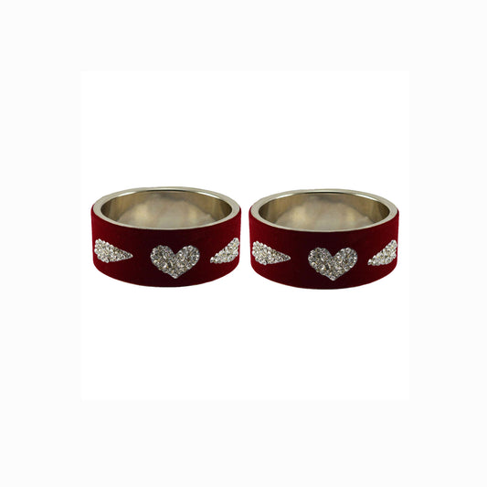 Maroon Stone Stud Metal Bangle (Pack Of 2) (sku-ban5473)