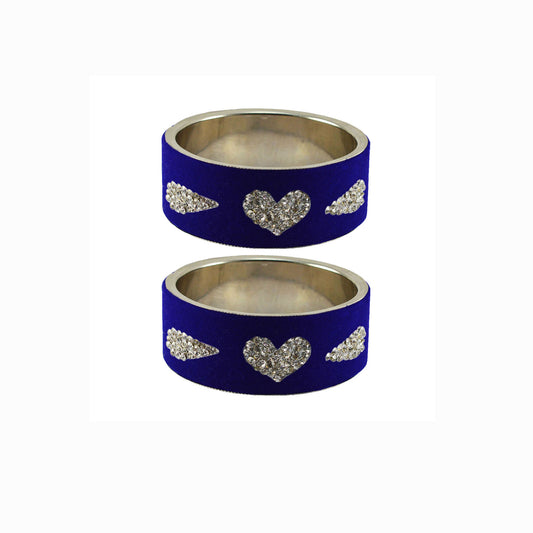 Blue Stone Stud Metal Bangle (Pack Of 2) (sku-ban5474)