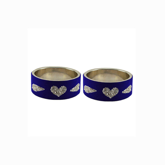 Blue Stone Stud Metal Bangle (Pack Of 2) (sku-ban5474)