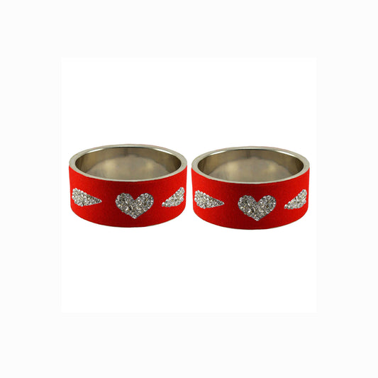 Red Stone Stud Metal Bangle (Pack Of 2) (sku-ban5475)