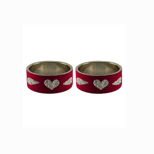 Maroon Stone Stud Metal Bangle (Pack Of 2) (sku-ban5476)