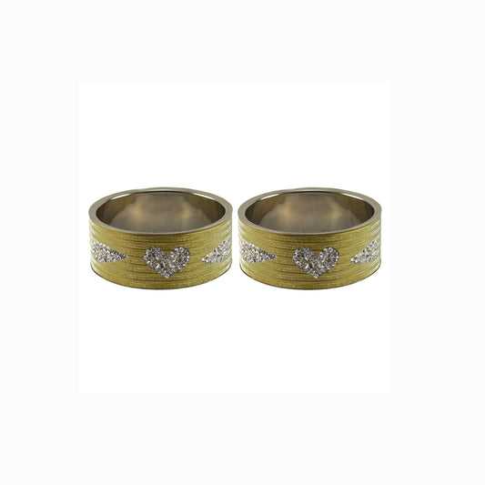 Golden Stone Stud Metal Bangle (Pack Of 2) (sku-ban5478)