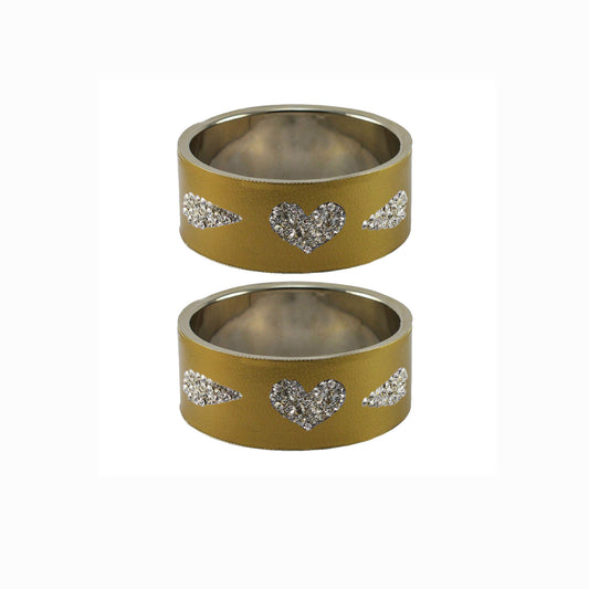 Golden Stone Stud Metal Bangle (Pack Of 2) (sku-ban5479)