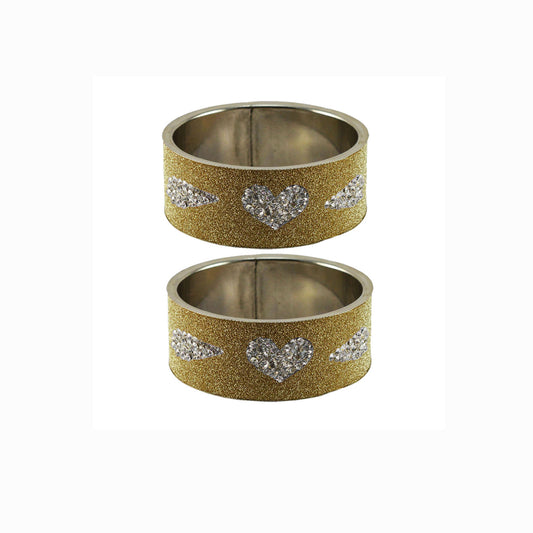 Golden Stone Stud Metal Bangle (Pack Of 2) (sku-ban5480)