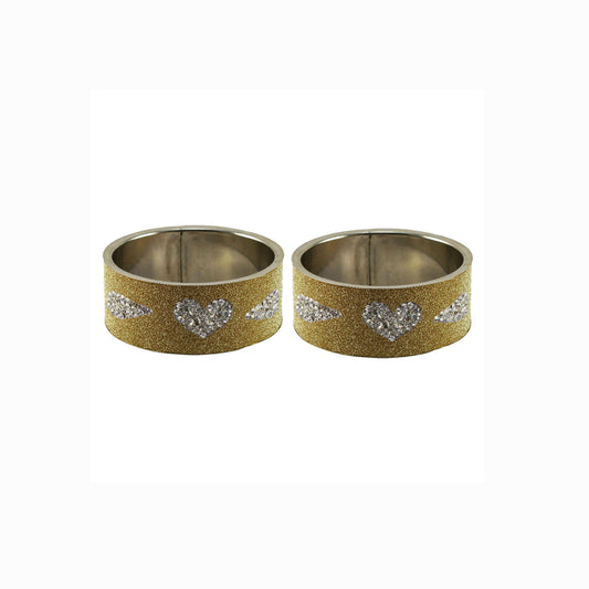Golden Stone Stud Metal Bangle (Pack Of 2) (sku-ban5480)