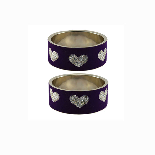 Purple Stone Stud Metal Bangle (Pack Of 2) (sku-ban5482)