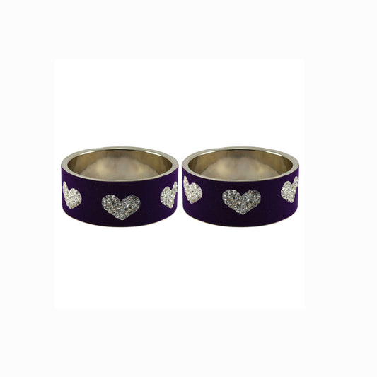 Purple Stone Stud Metal Bangle (Pack Of 2) (sku-ban5482)
