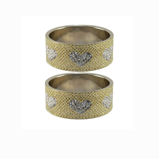 Golden Stone Stud Metal Bangle (Pack Of 2) (sku-ban5484)