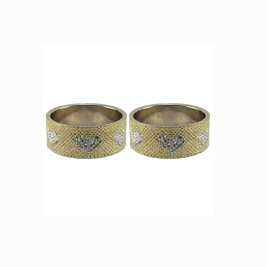 Golden Stone Stud Metal Bangle (Pack Of 2) (sku-ban5484)