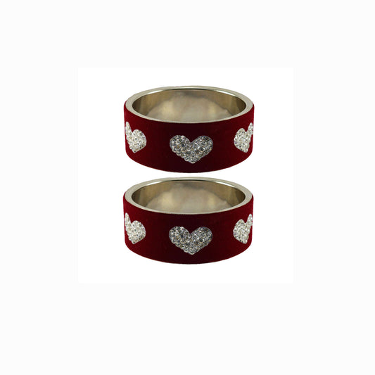 Maroon Stone Stud Metal Bangle (Pack Of 2) (sku-ban5486)