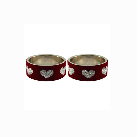 Maroon Stone Stud Metal Bangle (Pack Of 2) (sku-ban5486)