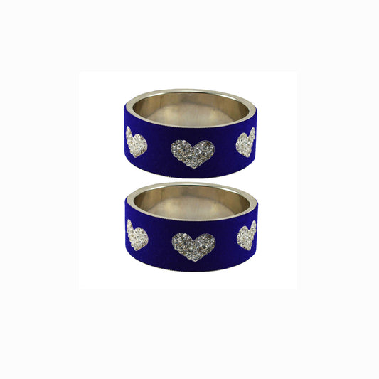 Blue Stone Stud Metal Bangle (Pack Of 2) (sku-ban5487)