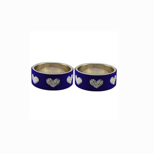 Blue Stone Stud Metal Bangle (Pack Of 2) (sku-ban5487)