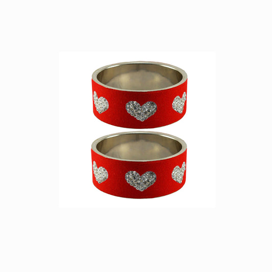 Red Stone Stud Metal Bangle (Pack Of 2) (sku-ban5488)