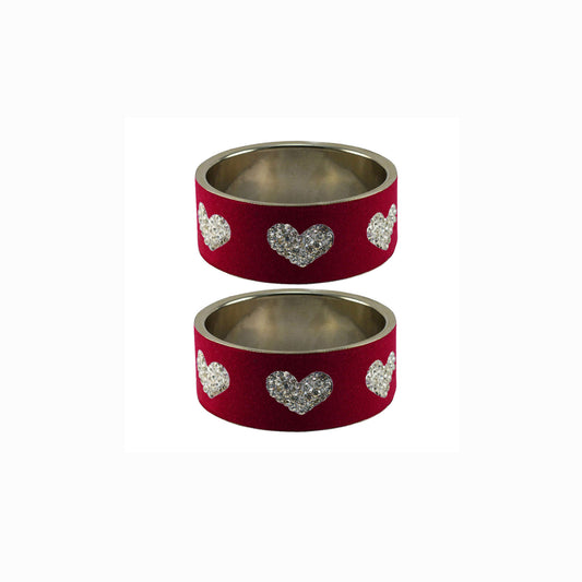 Maroon Stone Stud Metal Bangle (Pack Of 2) (sku-ban5489)
