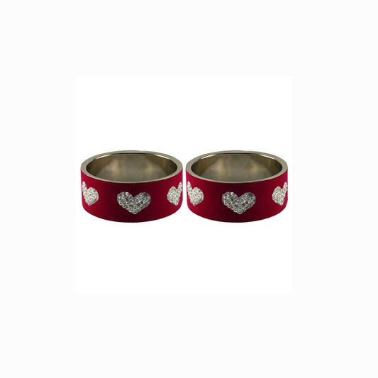 Maroon Stone Stud Metal Bangle (Pack Of 2) (sku-ban5489)