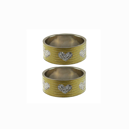 Golden Stone Stud Metal Bangle (Pack Of 2) (sku-ban5491)