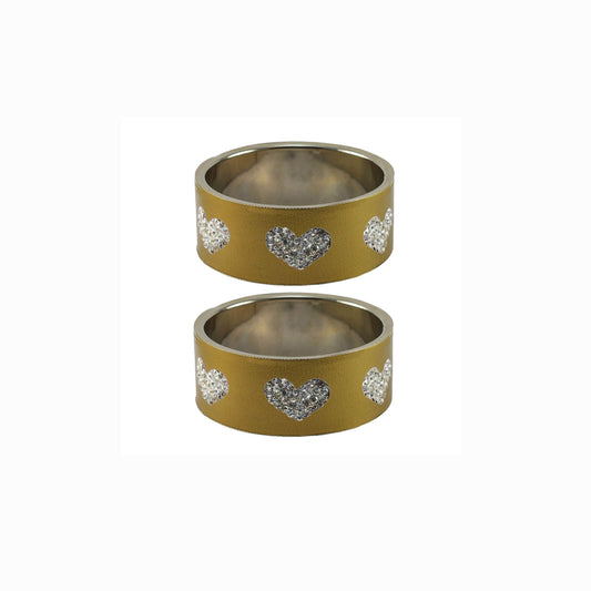 Golden Stone Stud Metal Bangle (Pack Of 2) (sku-ban5492)