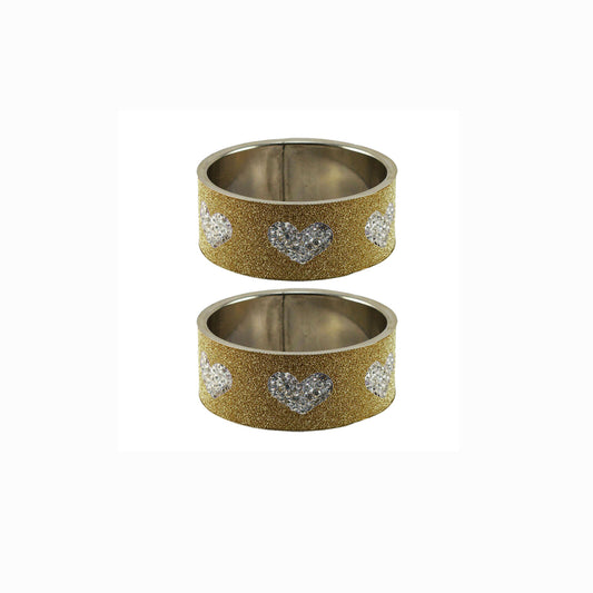Golden Stone Stud Metal Bangle (Pack Of 2) (sku-ban5493)