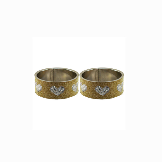 Golden Stone Stud Metal Bangle (Pack Of 2) (sku-ban5493)