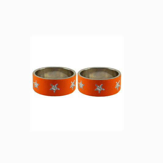 Orange Stone Stud Metal Bangle (Pack Of 2) (sku-ban5494)