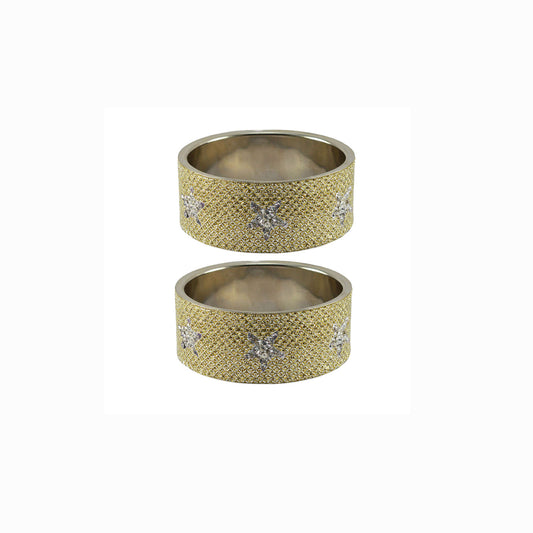 Golden Stone Stud Metal Bangle (Pack Of 2) (sku-ban5497)
