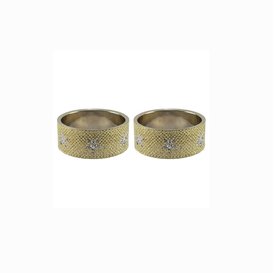Golden Stone Stud Metal Bangle (Pack Of 2) (sku-ban5497)