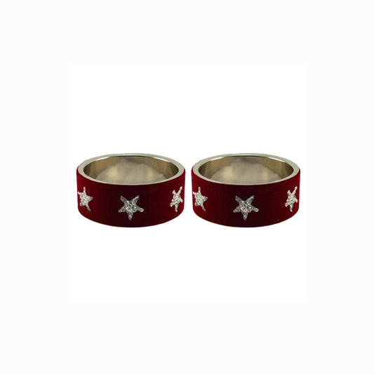 Maroon Stone Stud Metal Bangle (Pack Of 2) (sku-ban5499)