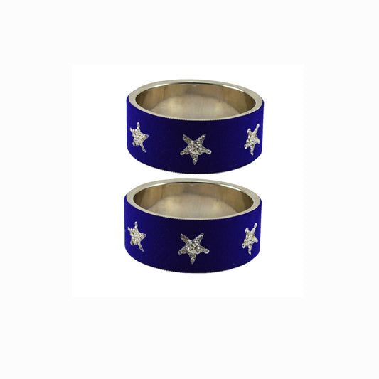 Blue Stone Stud Metal Bangle (Pack Of 2) (sku-ban5500)