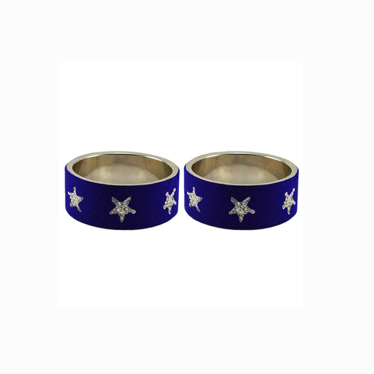 Blue Stone Stud Metal Bangle (Pack Of 2) (sku-ban5500)