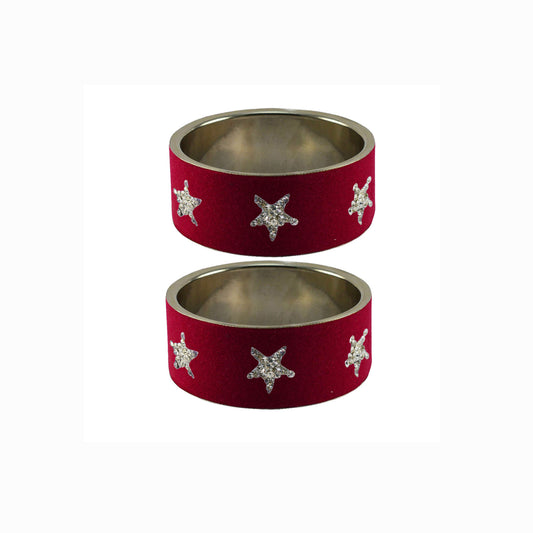 Maroon Stone Stud Metal Bangle (Pack Of 2) (sku-ban5502)