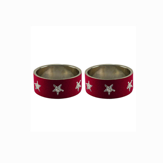 Maroon Stone Stud Metal Bangle (Pack Of 2) (sku-ban5502)