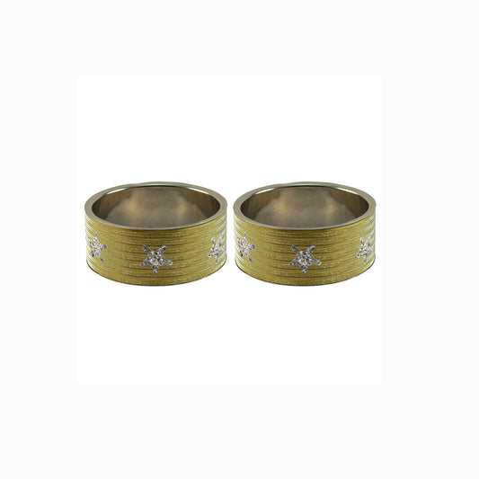 Golden Stone Stud Metal Bangle (Pack Of 2) (sku-ban5504)