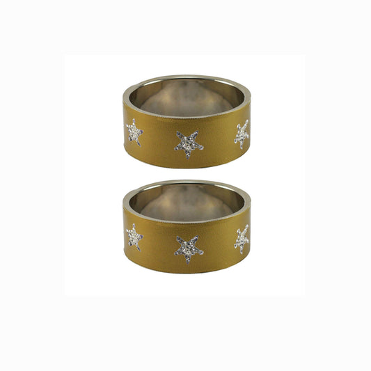 Golden Stone Stud Metal Bangle (Pack Of 2) (sku-ban5505)