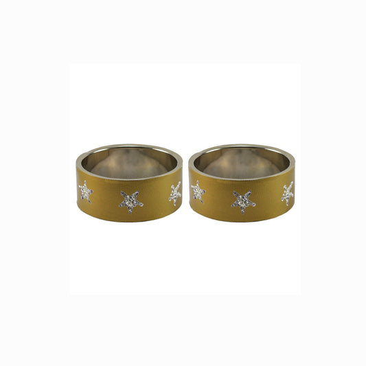 Golden Stone Stud Metal Bangle (Pack Of 2) (sku-ban5505)