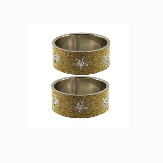 Golden Stone Stud Metal Bangle (Pack Of 2) (sku-ban5506)