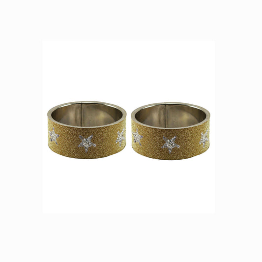 Golden Stone Stud Metal Bangle (Pack Of 2) (sku-ban5506)