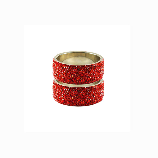 Red Stone Stud Brass Bangle (Pack Of 2) (sku-ban5584)