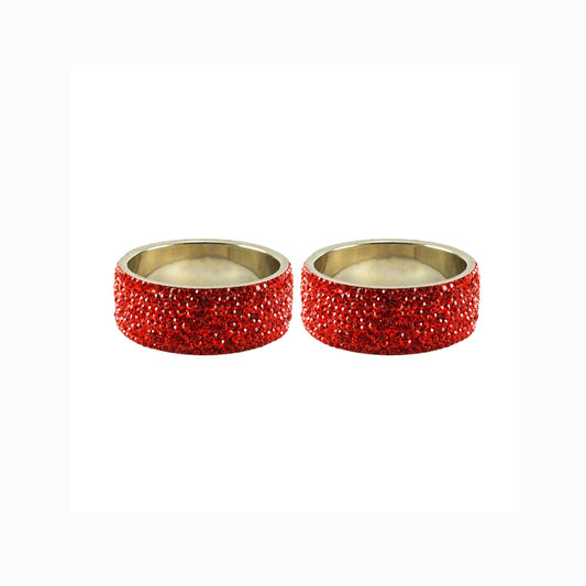 Red Stone Stud Brass Bangle (Pack Of 2) (sku-ban5584)