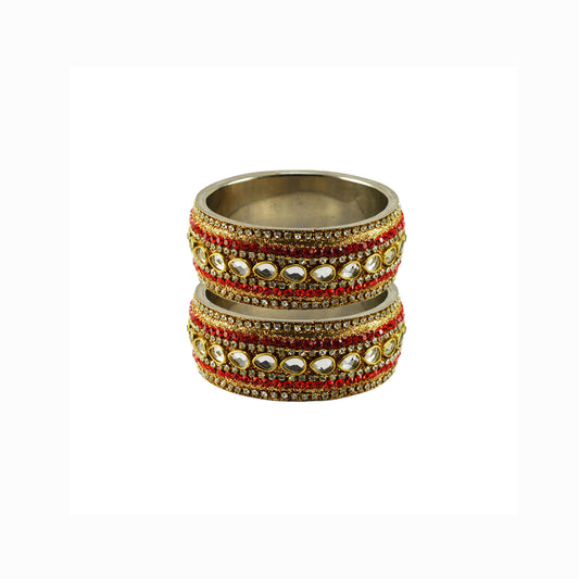 Golden Stone Stud Brass Bangle (Pack Of 2) (sku-ban5587)
