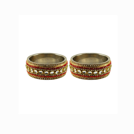Golden Stone Stud Brass Bangle (Pack Of 2) (sku-ban5587)