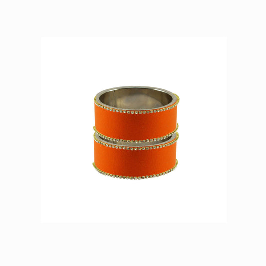 Orange Plain  Brass Bangle (Pack Of 2) (sku-ban5591)